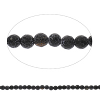 Natural Effloresce grânulos da ágata, ágata florescente, Roda, facetada, preto, 8mm, Buraco:Aprox 1mm, comprimento Aprox 14.5 inchaltura, 5vertentespraia/Bag, Aprox 47PCs/Strand, vendido por Bag