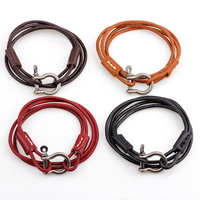 Unisex Bracelet Cowhide zinc alloy clasp antique silver color plated Sold Per 13.5-15 Inch Strand