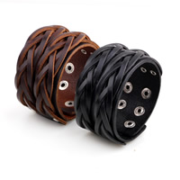 Unisex Bracelet Cowhide zinc alloy snap clasp platinum color plated 40mm Sold Per Approx 8.6 Inch Strand