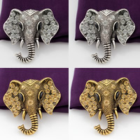 Rhinestone Broche, Zinc Alloy, Elephant, forgyldt, med rhinestone, flere farver til valg, bly & cadmium fri, 39mm, 3pc'er/Bag, Solgt af Bag