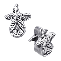 Coirníní European since Alloy, Sinc Alloy, Starfish, dath airgid antique plátáilte, gan troll, nicil, luaidhe & caidmiam saor in aisce, 11x14x8mm, Poll:Thart 4.5mm, 100ríomhairí pearsanta/Lot, Díolta De réir Lot