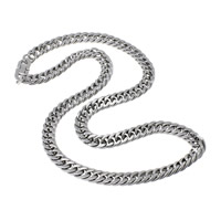 Ketting van edelstaal ketting, Roestvrij staal, kinketting & voor de mens, oorspronkelijke kleur, 13x9x2mm, Lengte Ca 23 inch, 10strengen/Lot, Verkocht door Lot