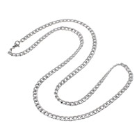 Ketting van edelstaal ketting, Roestvrij staal, twist ovale keten & voor de mens, oorspronkelijke kleur, 4x6x1mm, Lengte Ca 23 inch, 50strengen/Lot, Verkocht door Lot