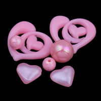 Mješoviti akril perle, roze, 8mm-25x30x6mm, Rupa:Približno 1-2mm, Približno 1000računala/Torba, Prodano By Torba