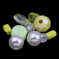 Gemengde Acryl Kralen, Mixed Material, geel, 6x10mm-20x12mm, Gat:Ca 1-2mm, Ca 1000pC's/Bag, Verkocht door Bag