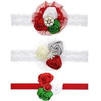 nastro satin fascia, with corda elastica in nylon & pizzo & nastro satin & perla in plastica & lega in zinco, Fiore, placcato, elastico & per i bambini & Gioielli di Natale & stili diversi per la scelta & con strass, 90mm, Venduto per Appross. 15 pollice filo