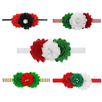 Chiffon Headband with nylon elastic cord & Plastic Pearl & Zinc Alloy Flower platinum color plated elastic & for children & Christmas jewelry & with rhinestone Sold Per Approx 15 Inch Strand