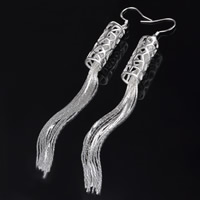 Fashion Fringe Boucles d'oreilles, laiton, Plaqué d'argent, sans plomb et cadmium, 8x100mm, Vendu par paire