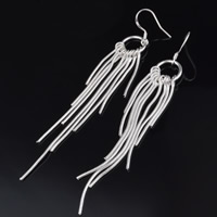 Fashion Fringe Oorbellen, Messing, echte verzilverd, lood en cadmium vrij, 12x80mm, Verkocht door pair