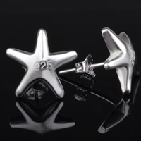 Prás Graí Earring, Starfish, airgead fíor plated, luaidhe & caidmiam saor in aisce, 13x13mm, Díolta De réir Péire