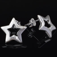 Mässing Stud Örhänge, Star, äkta silver plated, leda & kadmiumfri, 13x13mm, Säljs av Par