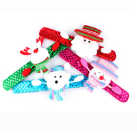 velluto Natale Slap Bracelet, with felpa & Paillettes in plastica & ferro, per i bambini & Gioielli di Natale & stili diversi per la scelta & LED, 32mm, Lunghezza Appross. 8.6 pollice, 10PC/borsa, Venduto da borsa