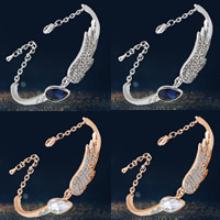 Crystal Armbånd, Zinc Alloy, med Krystal, med 5cm extender kæde, Wing Shape, forgyldt, facetteret & med rhinestone, flere farver til valg, bly & cadmium fri, 160mm, Solgt Per Ca. 7 inch Strand