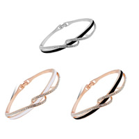 Zinklegering bangles, Zinc Alloy, plated, glazuur & met strass, meer kleuren voor de keuze, lood en cadmium vrij, 60mm, Binnendiameter:Ca 60mm, Lengte Ca 7.5 inch, Verkocht door PC