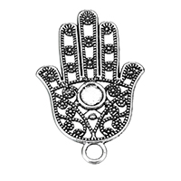 Liga de zinco Pendant Cabochon Ambiente, mão Hamsa, banho de cor prata antiga, Islam jóias & vazio, níquel, chumbo e cádmio livre, 20x40x2mm, Buraco:Aprox 3.5mm, Diametro interno:Aprox 5mm, 100PCs/Lot, vendido por Lot