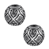 3 Beads Hole Guru, lega in zinco, Tamburo, placcato argento antico, assenza di nichel,piombo&cadmio, 10.50x11x11mm, Foro:Appross. 3mm, 3mm, 100PC/lotto, Venduto da lotto