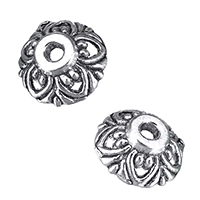 Zinc Alloy Bead Cap Flower antique silver color plated hollow nickel lead & cadmium free Approx 1.5mm Sold By Lot