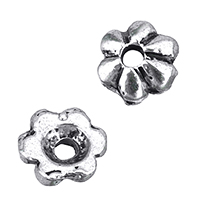 Lo zinco in lega tallone Cap, lega in zinco, Fiore, placcato argento antico, assenza di nichel,piombo&cadmio, 5x5x2mm, Foro:Appross. 1mm, 2000PC/lotto, Venduto da lotto