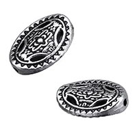 Zinc Alloy šperky Korálky, Zinek, Flat Oval, starožitné barva postříbřená, nikl, olovo a kadmium zdarma, 10x13.50x3mm, Otvor:Cca 1mm, 200PC/Lot, Prodáno By Lot