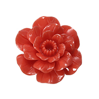 Syntetiske koral perler, Syntetisk Coral, Flower, udskårne & lagdelt, rød, 35x34.50x15mm, Hole:Ca. 3mm, 10pc'er/Bag, Solgt af Bag