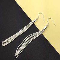 Fashion Fringe Boucles d'oreilles, laiton, Plaqué d'argent, sans plomb et cadmium, 80mm, Vendu par paire