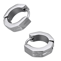 Huggie Hoop Øreringe, Stainless Steel, blomst cut, oprindelige farve, 12x13x4mm, Solgt af par