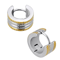 Huggie Hoepel Oorbel, Roestvrij staal, plated, bloem gesneden & two tone, 13x12x7mm, Verkocht door pair