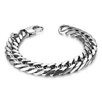 Bracelet homme, Acier titane, chaîne de gourmette & pour homme, couleur originale, 12mm, Vendu par Environ 7.5 pouce brin