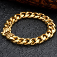 Los hombres de la pulsera y del brazalete, Partículas de acero, chapado en color dorado, cadenilla & para hombre, 12mm, Vendido para aproximado 8.5 Inch Sarta