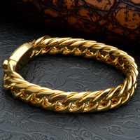 Titanium Staal Armband, gold plated, twist ovale keten & voor de mens, 20mm, Per verkocht Ca 8.5 inch Strand