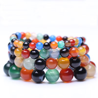 Rainbow Agate Bracelet, Babhta, sintéiseacha, méid éagsúla do rogha, Fad Thart 7 Inse, 3Snáitheanna/Mála, Díolta De réir Mála