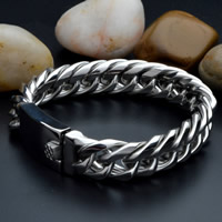 De Armband van mensen, Titanium Staal, twist ovale keten & voor de mens, oorspronkelijke kleur, lood en cadmium vrij, 14mm, Per verkocht Ca 8 inch Strand