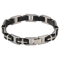 De Armband van mensen, Titanium Staal, met Silicone, voor de mens, lood en cadmium vrij, 12mm, Lengte Ca 8 inch, 3strengen/Bag, Verkocht door Bag