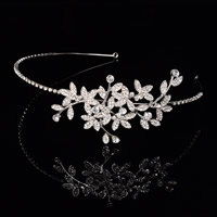 Diadema de Novia, aleación de zinc, chapado en color de plata, para novia & con diamantes de imitación, libre de plomo & cadmio, 160x51mm, Vendido por UD