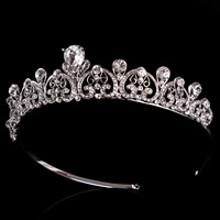 Tiaras, Sinc Alloy, le Crystal, Corónach, dath airgid plated, do bridal & ilghnéitheach & le rhinestone, luaidhe & caidmiam saor in aisce, 160mm, Díolta De réir PC