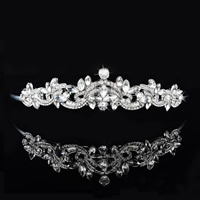 Bridal Tiaras Zinc Alloy with Crystal Crown silver color plated for bridal & faceted & with rhinestone lead & cadmium free Sold By PC