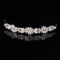 Bridal Fascia per capelli, lega in zinco, placcato color argento, per la sposa & con strass, assenza di piombo & cadmio, 140x20mm, Venduto da PC