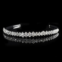 Brude hår Band, Zinc Alloy, sølvfarvet forgyldt, til brude & med rhinestone, bly & cadmium fri, 160x15mm, Solgt af PC