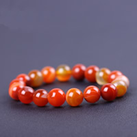 agate lace bracelet, Rond, naturel, normes différentes pour le choix, orange rougeâtre, Longueur Environ 7 pouce, 3Strandstoron/sac, Vendu par sac