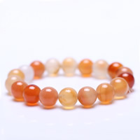 agate lace bracelet, Rond, naturel, normes différentes pour le choix, orange rougeâtre, Longueur Environ 7 pouce, 3Strandstoron/sac, Vendu par sac