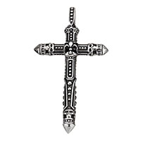 Nerūdijančio plieno Cross Pakabukai, Nerūdijantis plienas, Kardas kryžius, juodinti, 43x74x9mm, Skylė:Apytiksliai 6.5x8.5mm, Pardavė PC