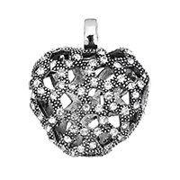 Rustfrit stål Heart Vedhæng, Stainless Steel, med rhinestone & hule & sværte, 38.50x32x14mm, Hole:Ca. 5.5x6mm, Solgt af PC