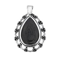 Pendants Jewelry Cruach dhosmálta, Teardrop, blacken, 33x51x4.50mm, Poll:Thart 5x7mm, Díolta De réir PC