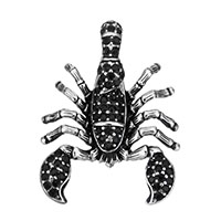 Roestvrij staal Animal Hangers, Schorpioen, met strass & zwart maken, 29.50x39.50x6mm, Gat:Ca 4x6mm, Verkocht door PC