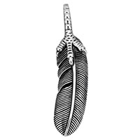 Rostfritt stål Smycken Hängen, ROSTFRITT STÅL, Feather, svärta, 14x61x6mm, Hål:Ca 4x10.5mm, Säljs av PC