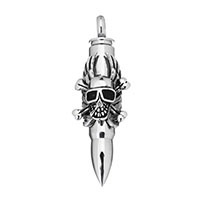 Pendentif Bullet Acier inoxydable, balle, noircir, 20x65x16.50mm, Trou:Environ 8mm, Vendu par PC