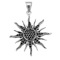 Stainless Steel Flower Pendant with rhinestone & blacken Approx Sold By PC