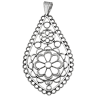 Pendants Jewelry Cruach dhosmálta, Teardrop, log & blacken, 40.50x67x3mm, Poll:Thart 6.5x9.5mm, Díolta De réir PC