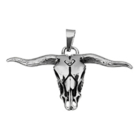 Rustfrit stål Animal Pendler, Stainless Steel, Bull, sværte, 56x33x13.50mm, Hole:Ca. 4x10mm, Solgt af PC