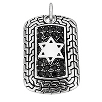 Bijoux pendentifs en acier inoxydable , rectangle, avec strass & noircir, 29x44.50x6.50mm, Trou:Environ 7.5mm, Vendu par PC